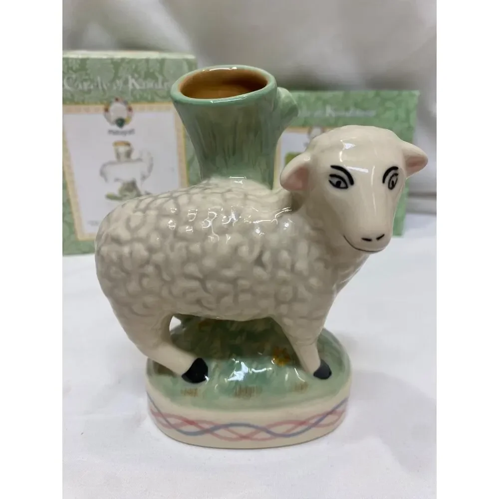 Vintage Pfaltzgraff Circle of Kindness Delilah Lamb Sheep Ceramic Bud Vase NIB